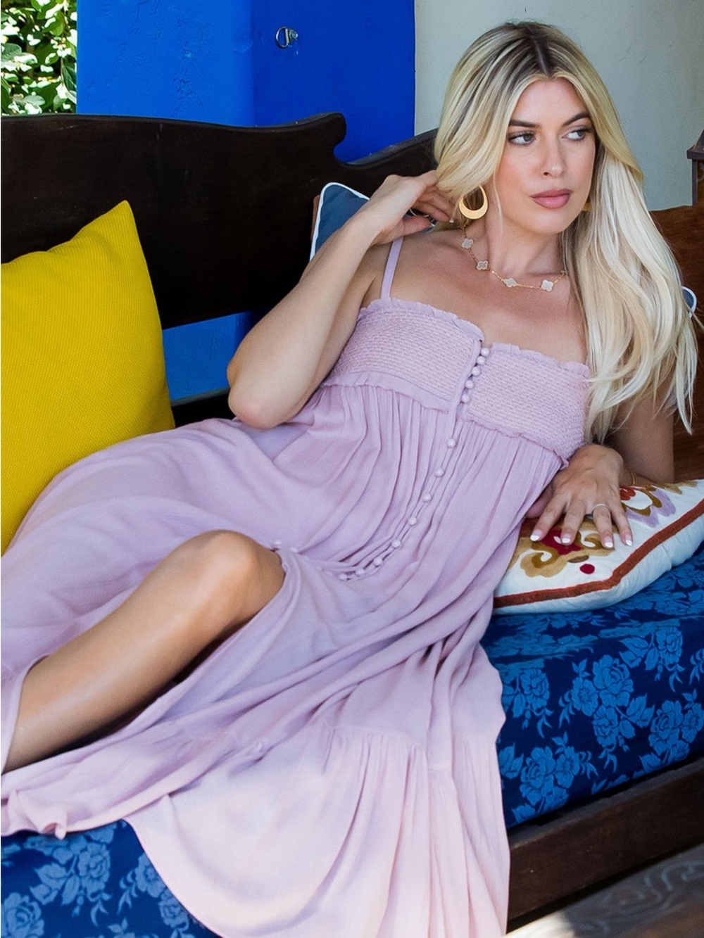 NWT Smocked Bodice Blush Maxi Dress with Spaghetti Straps